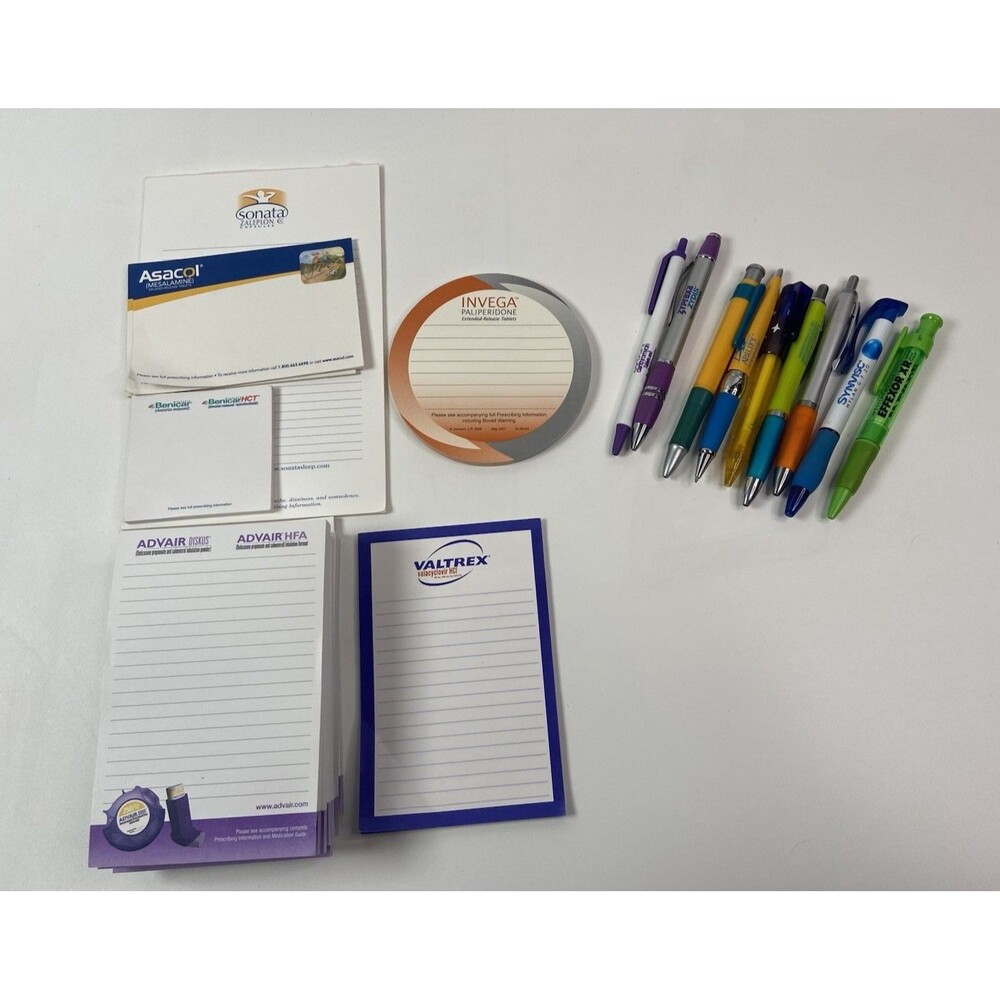 Pharmaceutical Drug Rep Collectible Promo Pen And Paper Lot